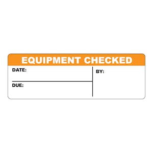 "Equipment Checked" Rectangular Labels