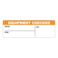 "Equipment Checked" with "Date," "Due" & "By" Blocks Rectangular Paper Write-On Label with Orange Header - 3" x 1"