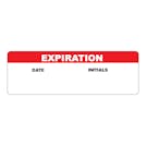 "Expiration" with "Date" & "Initials" Blocks Rectangular Paper Write-On Label with Red Header - 3" x 1"
