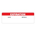 "Expiration" with "Date" & "Initials" Blocks Rectangular Paper Write-On Label with Red Header - 3" x 1"