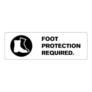 "Foot Protection Required" Rectangular Paper Label with Symbol & Black Font - 3" x 1"