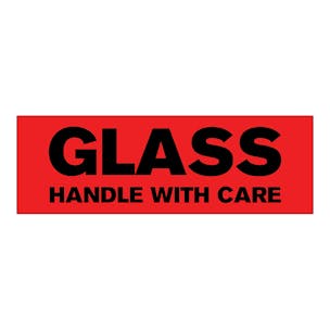 "Glass - Handle With Care" Rectangular Labels