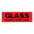 "Glass - Handle with Care" Rectangular Paper Label with Red Background - 3" x 1"