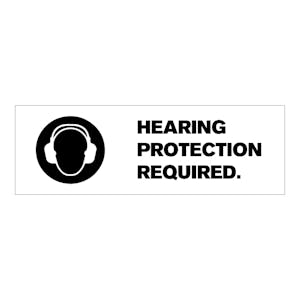 "Hearing Protection Required" Rectangular Paper Label with Symbol & Black Font - 3" x 1"