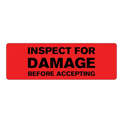 "Inspect For Damage Before Accepting" Rectangular Labels"