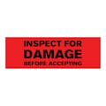 "Inspect for Damage Before Accepting" Rectangular Paper Label with Red Background - 3" x 1"