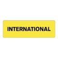 "International" Rectangular Paper Label with Yellow Background - 3" x 1"
