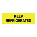 "Keep Refrigerated" Rectangular Paper Label with Yellow Background - 3" x 1"