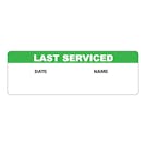 "Last Serviced" with "Date" & "Name" Blocks Rectangular Paper Write-On Label with Green Header - 3" x 1"