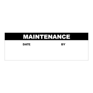 "Maintenance" with "Date" & "By" Blocks Rectangular Paper Write-On Label with Black Header - 3" x 1"