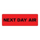 "Next Day Air" Rectangular Paper Label with Red Background - 3" x 1"