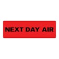 "Next Day Air" Rectangular Paper Label with Red Background - 3" x 1"