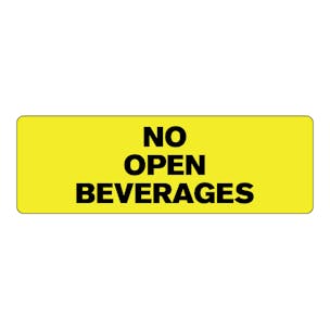 "No Open Beverages" Rectangular Labels