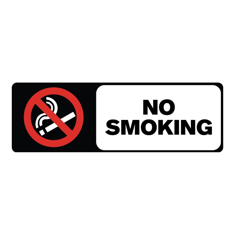 "No Smoking" Rectangular Paper Label with Symbol & Black Font - 3" x 1"