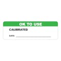 "OK to Use" with "Calibrated Date ____" Rectangular Paper Write-On Label with Green Header - 3" x 1"
