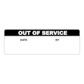 "Out of Service" with "Date" & "By" Blocks Rectangular Paper Write-On Label with Black Header - 3" x 1"