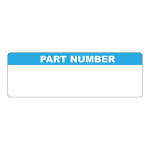 "Part Number" with Write-On Block Rectangular Paper Write-On Label with Blue Header - 3" x 1"
