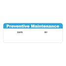 "Preventative Maintenance" with "Date" & "By" Blocks Rectangular Paper Write-On Label with Blue Header - 3" x 1"