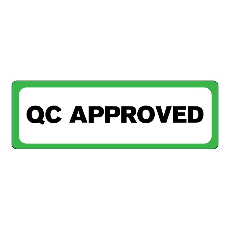 "QC Approved" Rectangular Paper Label with Green Border - 3" x 1"