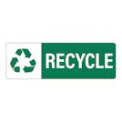 "Recycle" Rectangular Paper Label with Symbol & Green Background - 3" x 1"