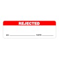 "Rejected" with "By __" & "Date __" Rectangular Paper Write-On Label with Red Header - 3" x 1"