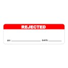 "Rejected" with "By __" & "Date __" Rectangular Paper Write-On Label with Red Header - 3" x 1"