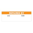 "Repaired By" with "Date" & "Name" Blocks Rectangular Paper Write-On Label with Orange Header - 3" x 1"