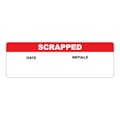 "Scrapped" with "Date" & "Initials" Blocks Rectangular Paper Write-On Label with Red Header - 3" x 1"