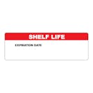 "Shelf Life" with "Expiration Date" Block Rectangular Paper Write-On Label with Red Header - 3" x 1"