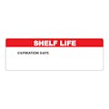 "Shelf Life" with "Expiration Date" Block Rectangular Paper Write-On Label with Red Header - 3" x 1"