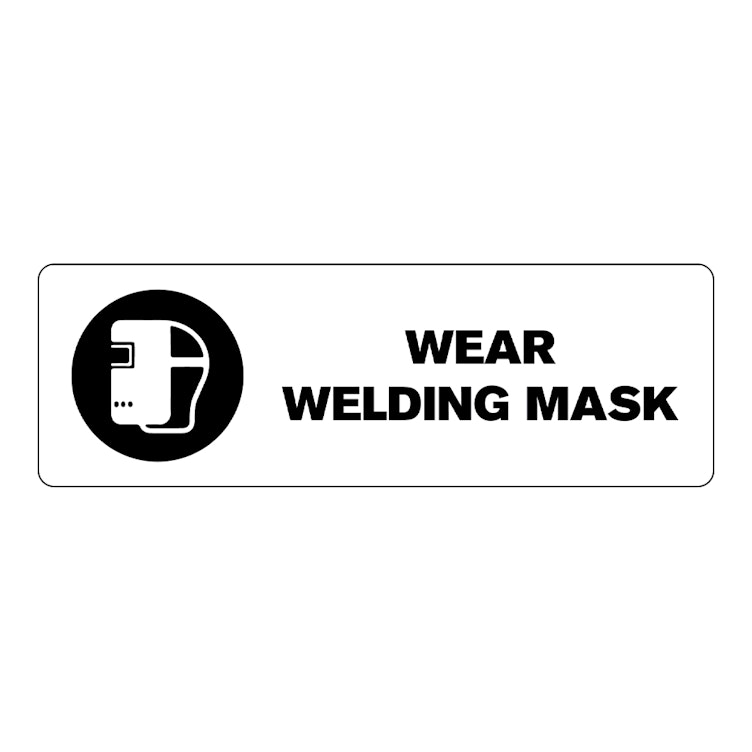 "Wear Welding Mask" Rectangular Paper Label with Symbol & Black Font - 3" x 1"
