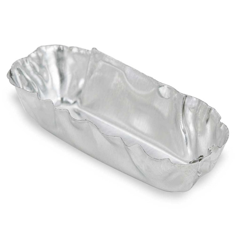 1.12mL Disposable Micro Aluminum Crimped Rectangle Weighing Dishes - 25mm L x 7mm W x 7mm Hgt.