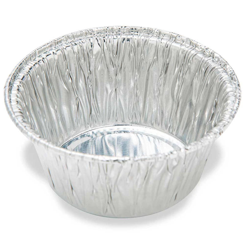 70mL Disposable Aluminum Crimped Round Weighing Dishes with Curled Lip - 70mm Top Dia.