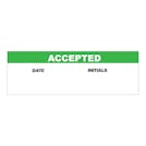 "Accepted" with "Date" & "Initials" Blocks Rectangular Paper Write-On Label with Green Header - 3" x 1"