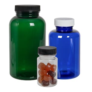 PET Colored Packer Bottles with Plain Caps