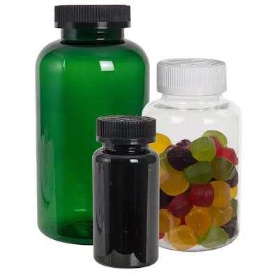 PET Colored Packer Bottles with CRC Caps
