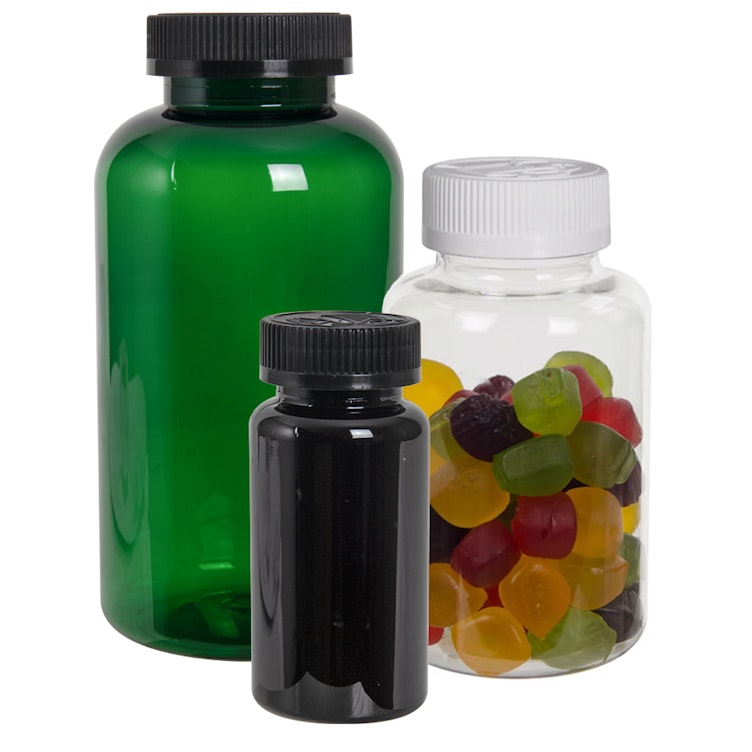PET Colored Packer Bottles with CRC Caps