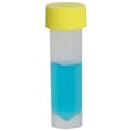 5mL Non-Sterile Clear Polypropylene Transport Tube with Loose Yellow Screw Cap - 250 per Bag; 4 Bags per Case