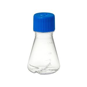 125mL Sterile Polycarbonate Baffled-bottom Shaker Flask with Polypropylene Vented Screw Cap- 24 per Case