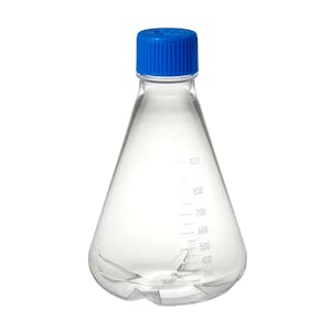 1000mL Sterile Polycarbonate Baffled-bottom Shaker Flask with Polypropylene Vented Screw Cap - 6 per Case