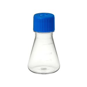 125mL Sterile PETG Flat-bottom Shaker Flask with Polypropylene Vented Screw Cap- 24 per Case