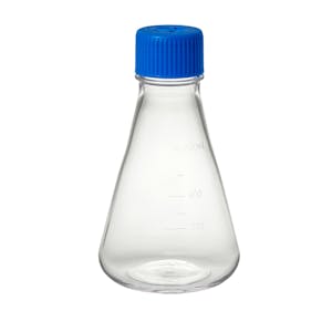 500mL Sterile PETG Flat-bottom Shaker Flask with Polypropylene Vented Screw Cap - 12 per Case
