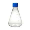 1000mL Sterile PETG Flat-bottom Shaker Flask with Polypropylene Vented Screw Cap - 6 per Case