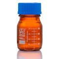 100mL Amber Glass Round Media Storage Bottle with GL45 Cap & Dual Graduations - Case of 10