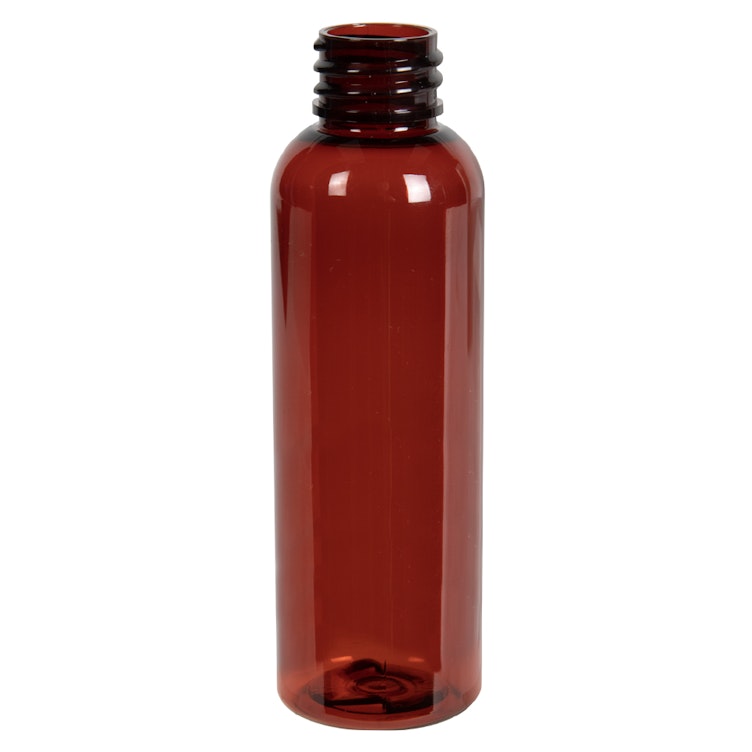 2 oz. Dark Amber PET (100% PCR Material) Cosmo Bullet Round Bottle with 20/410 Neck (Cap Sold Separately)