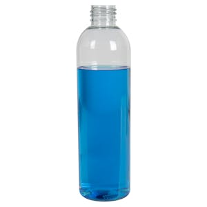 8 oz. Clear PET (100% PCR Material) Cosmo Bullet Round Bottle with 24/410 Neck (Cap Sold Separately)