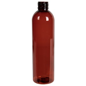 8 oz. Dark Amber PET (100% PCR Material) Cosmo Bullet Round Bottle with 24/410 Neck (Cap Sold Separately)