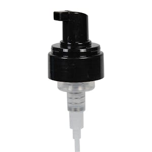 43mm Black Polypropylene (17% PCR Material) Foaming Pump with 7-3/8" Dip Tube, 0.7mL Output & Clear Over Cap
