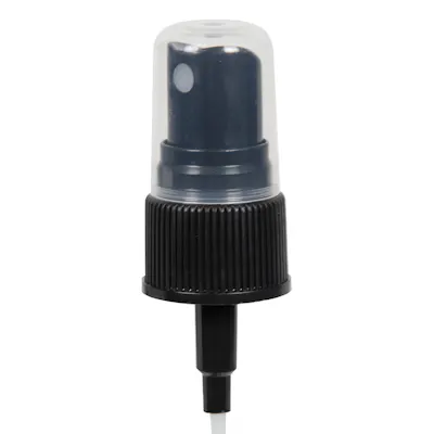 20/410 Black Polypropylene (83% PCR Material) Ribbed Finger Sprayer - 5-1/4" Dip Tube & 0.16mL Output