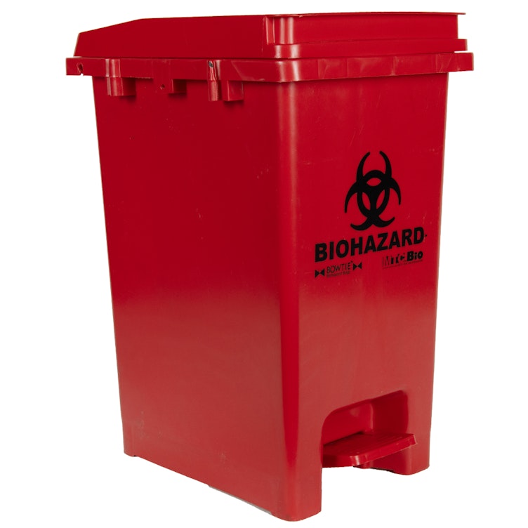 12-14 Gallon Red BowTie™ Biohazard Waste Bin with Foot Pedal
